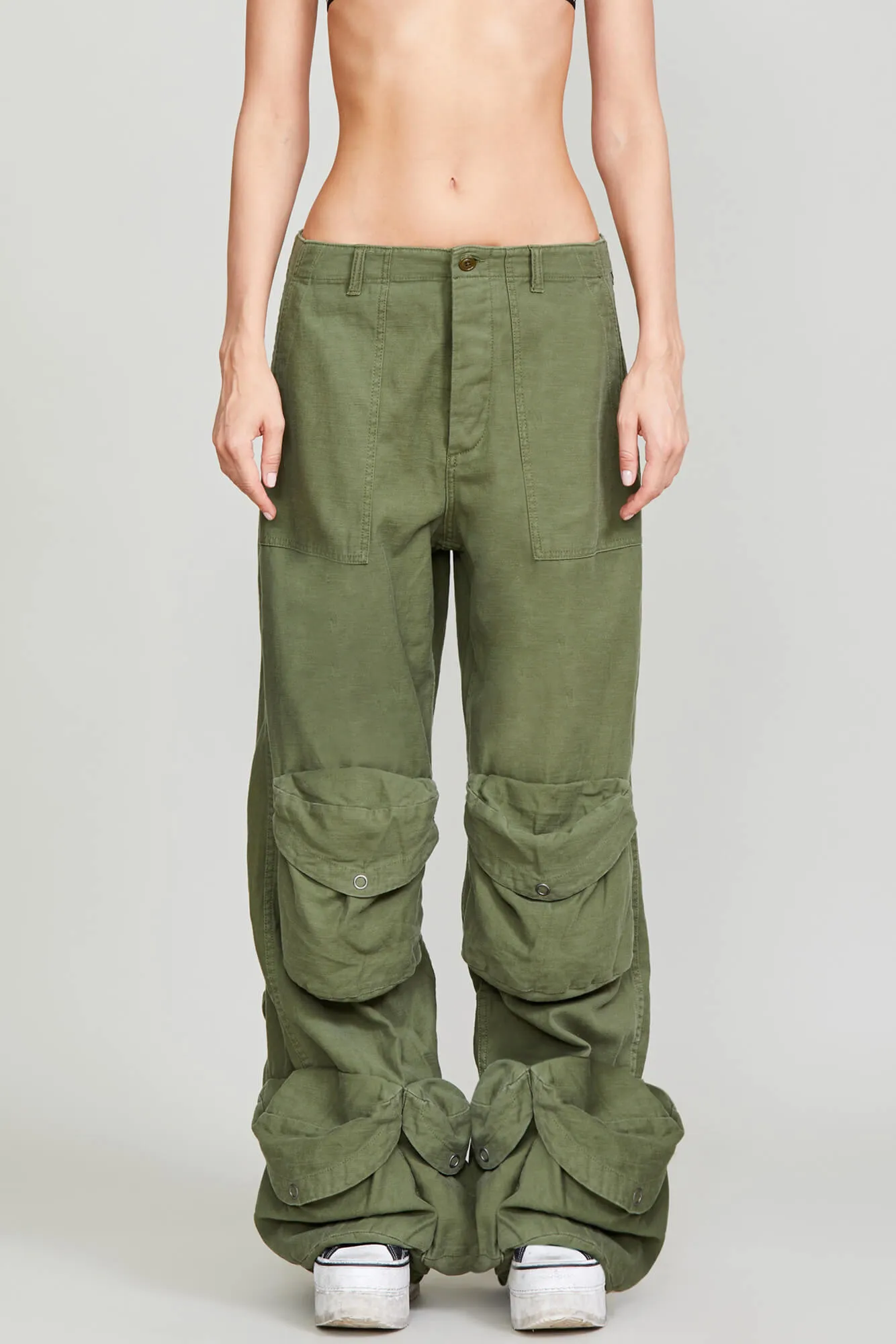 MULTIPOCKET UTILITY JEAN - OLIVE GARMENT DYE sold by R13 product image thumbnail 5