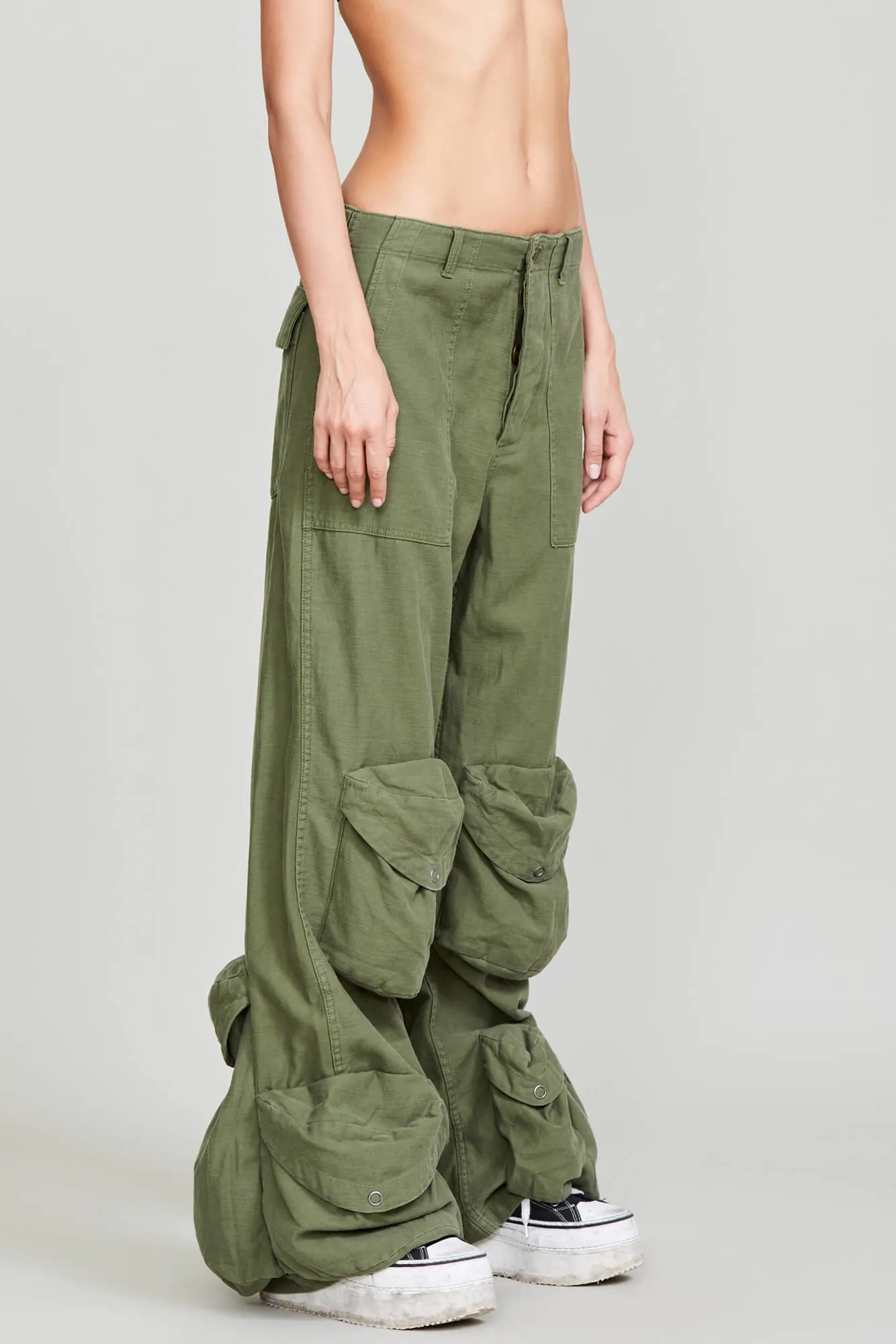 MULTIPOCKET UTILITY JEAN - OLIVE GARMENT DYE sold by R13 product image thumbnail 2