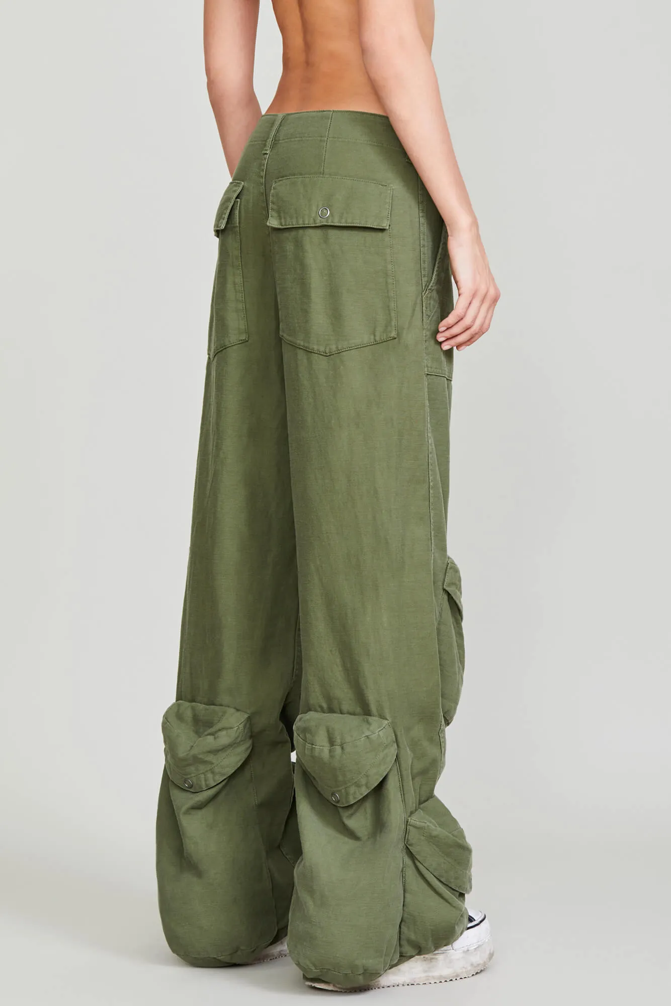 MULTIPOCKET UTILITY JEAN - OLIVE GARMENT DYE sold by R13 product image thumbnail 3