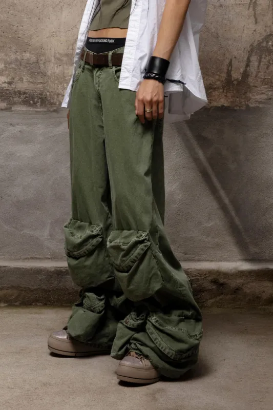 MULTIPOCKET UTILITY JEAN - OLIVE GARMENT DYE sold by R13