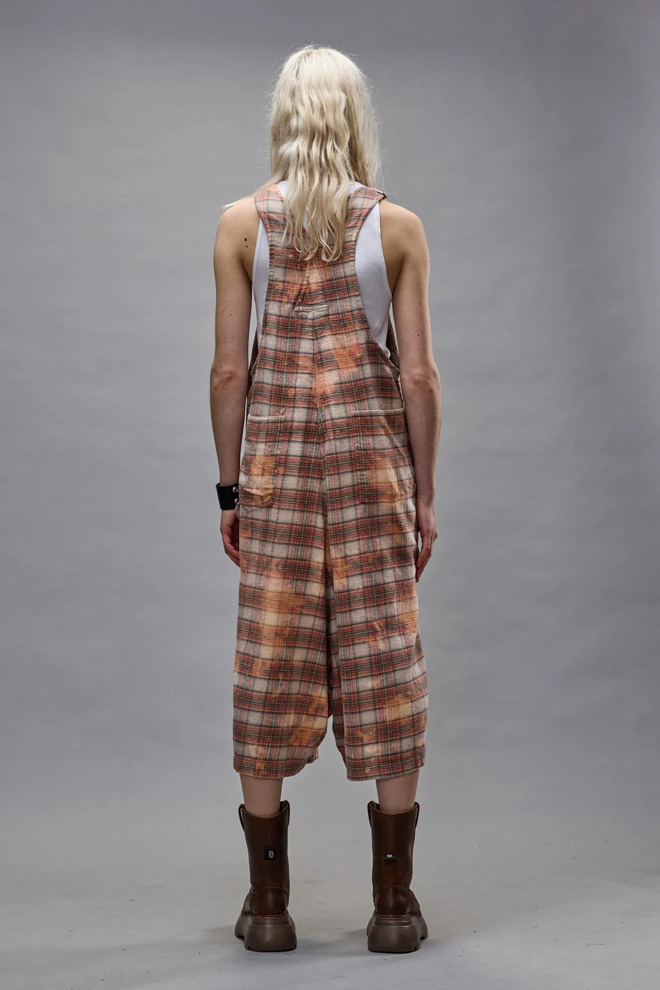 JUMBO OVERALL - BLEACHED ORANGE PLAID sold by R13 product image thumbnail 3