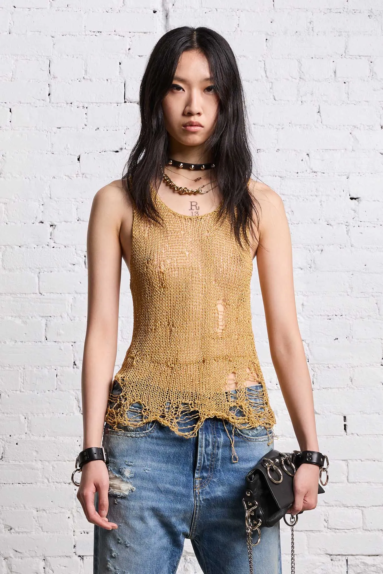 THREADBARE TANK TOP - GOLD sold by R13 product image thumbnail 3