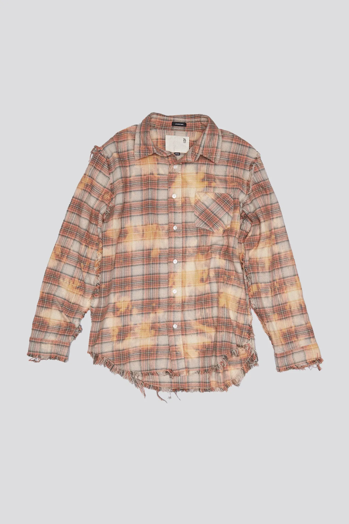 SHREDDED SEAM SHIRT - BLEACHED ORANGE PLAID sold by R13 product image thumbnail 5