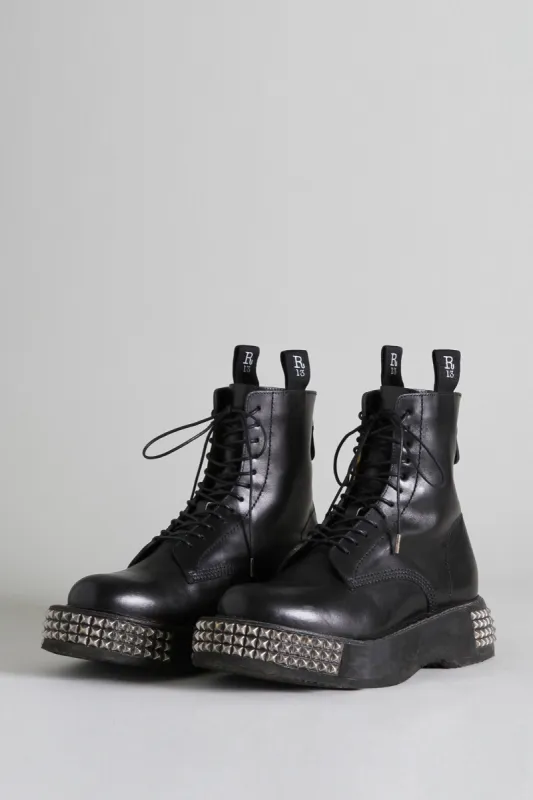 SINGLE STACK BOOT WITH STUD SOLE - BLACK sold by R13