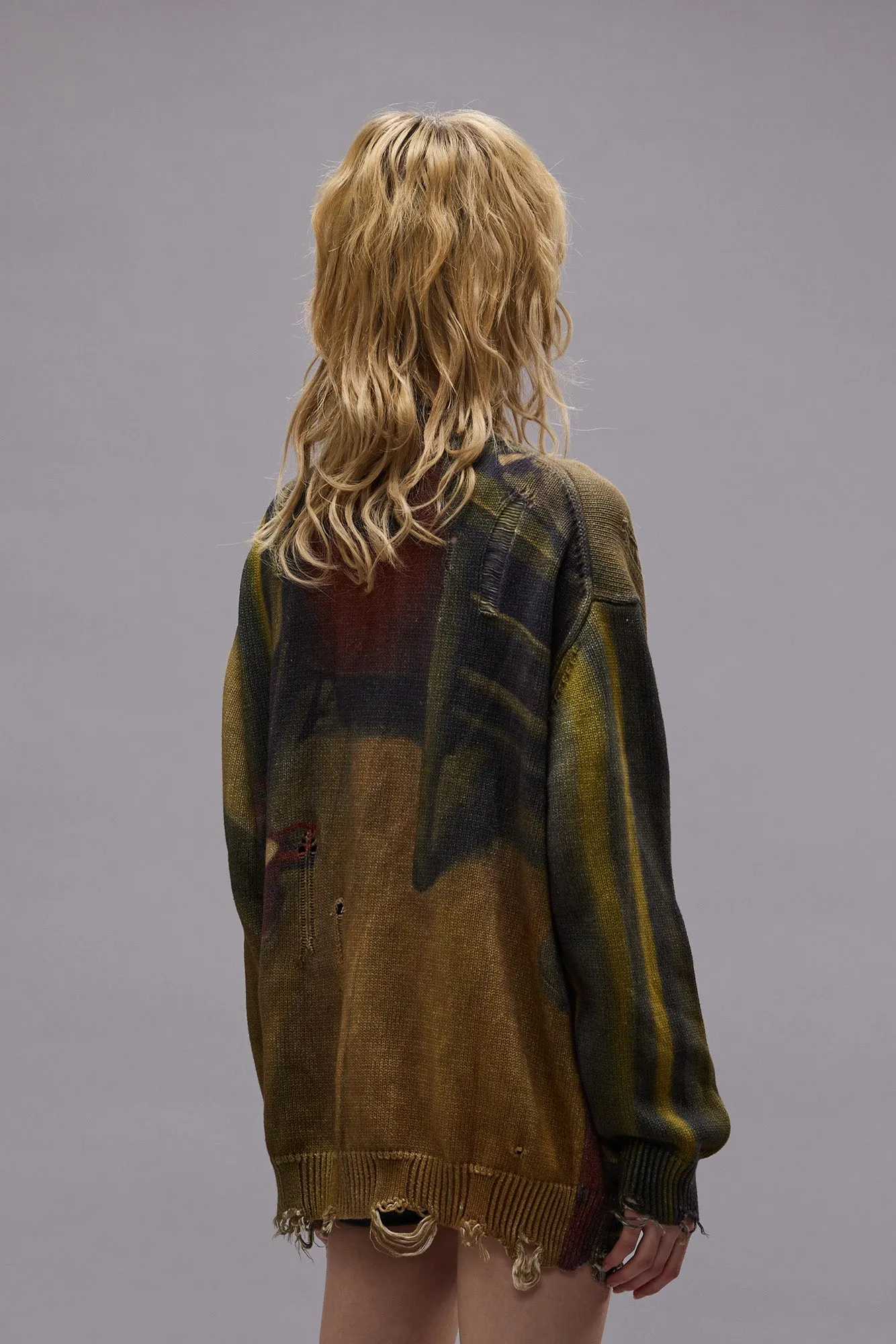 PRINTED BOYFRIEND CARDIGAN - PRINTED PORTRAIT sold by R13 product image thumbnail 4