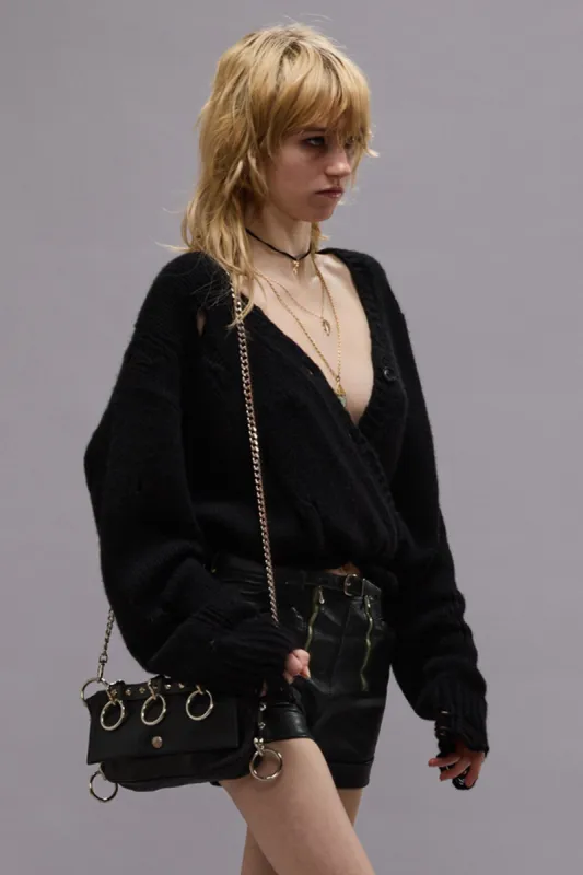 CROSSOVER CARDIGAN - BLACK sold by R13