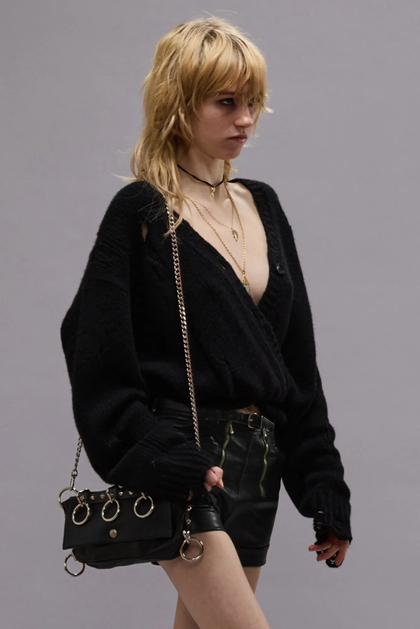 CROSSOVER CARDIGAN - BLACK sold by R13