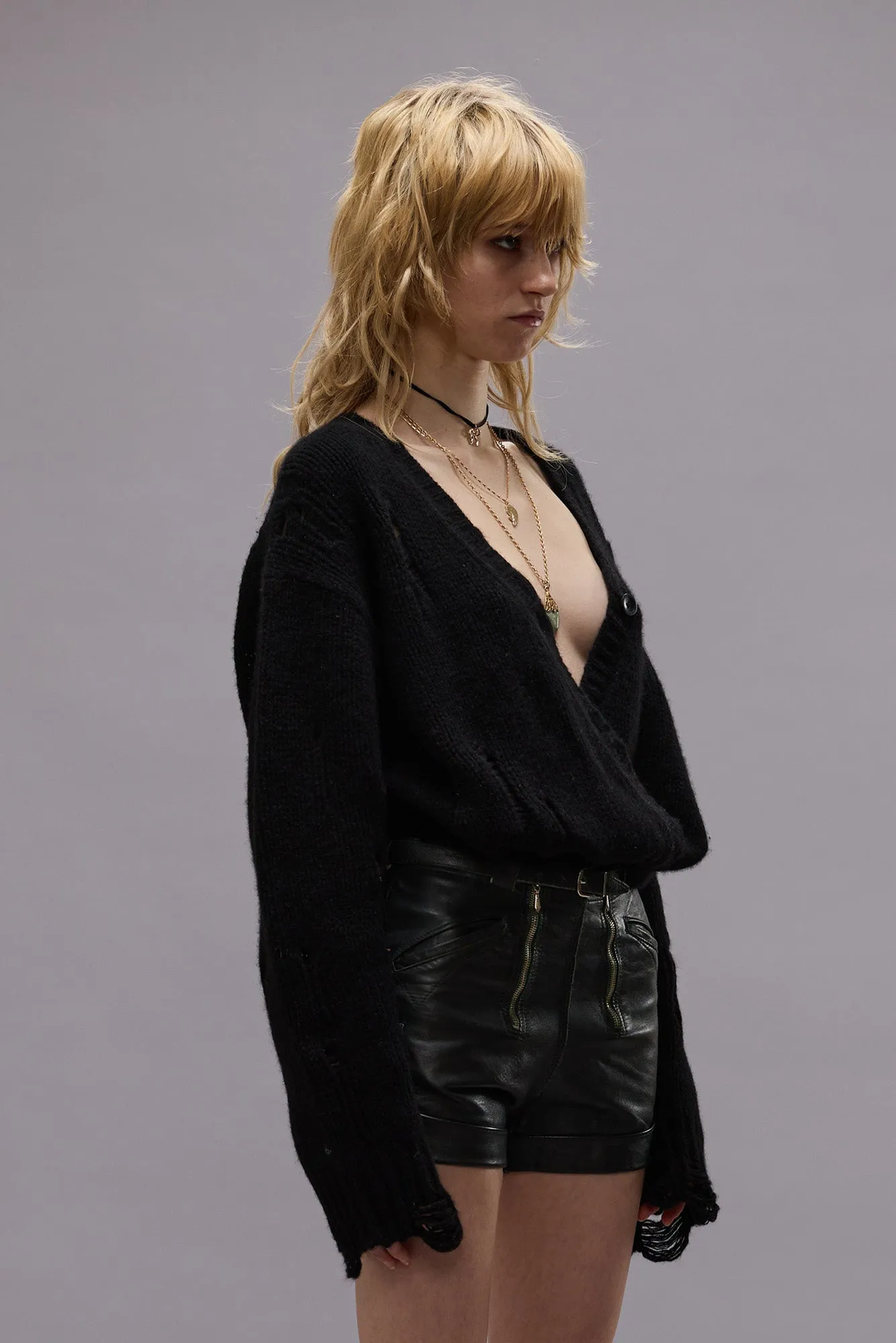 CROSSOVER CARDIGAN - BLACK sold by R13 product image thumbnail 3