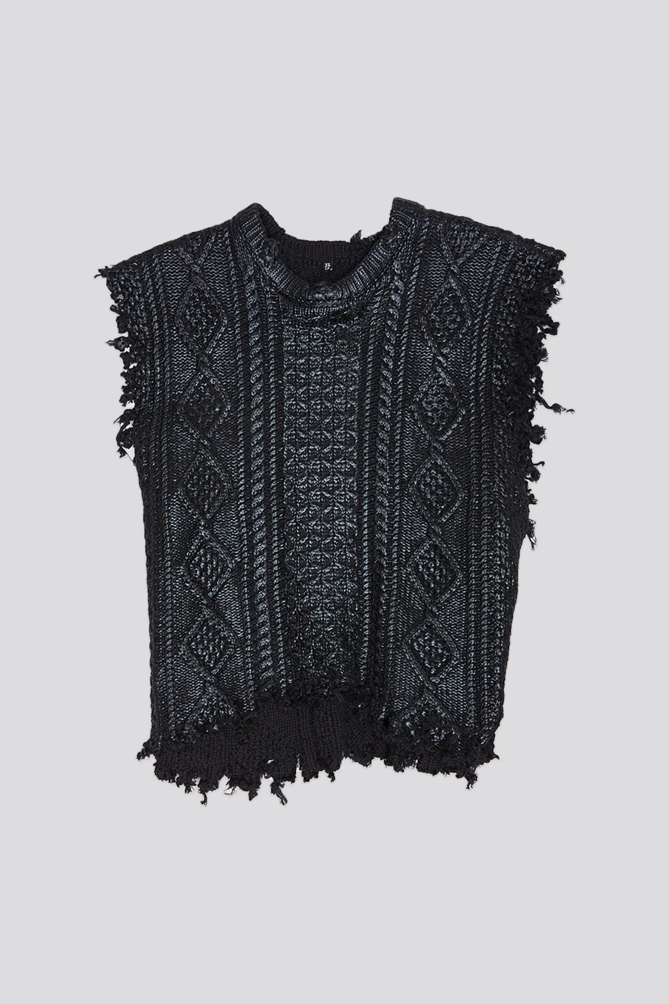 BOYFRIEND CABLE SWEATER VEST - COATED BLACK sold by R13 product image thumbnail 5
