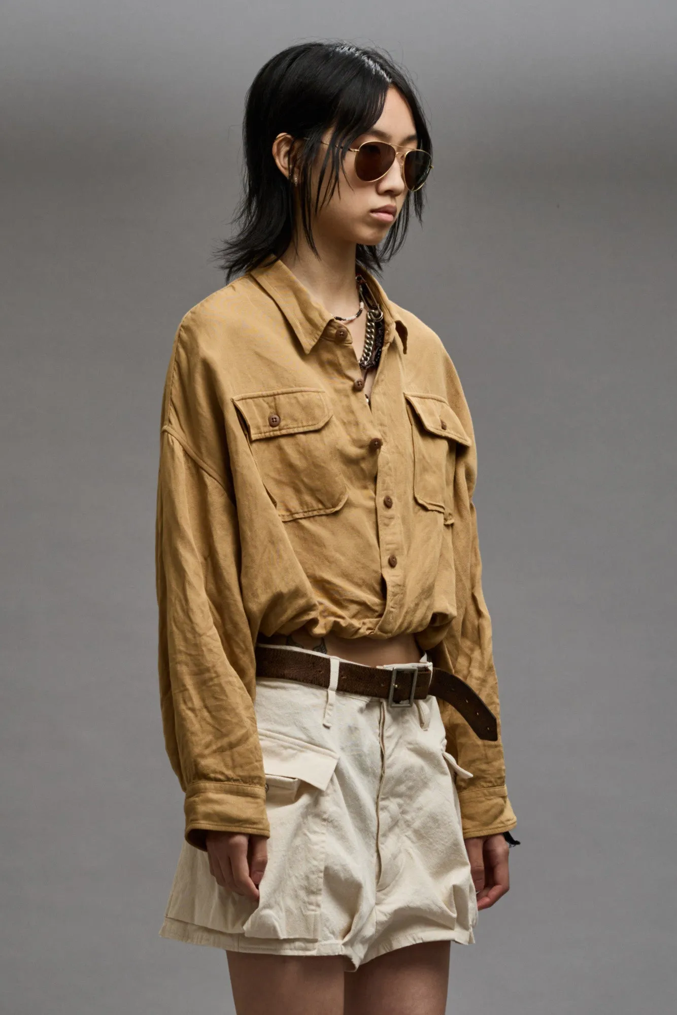CROSSOVER UTILITY BUBBLE SHIRT - KHAKI sold by R13 product image thumbnail 4