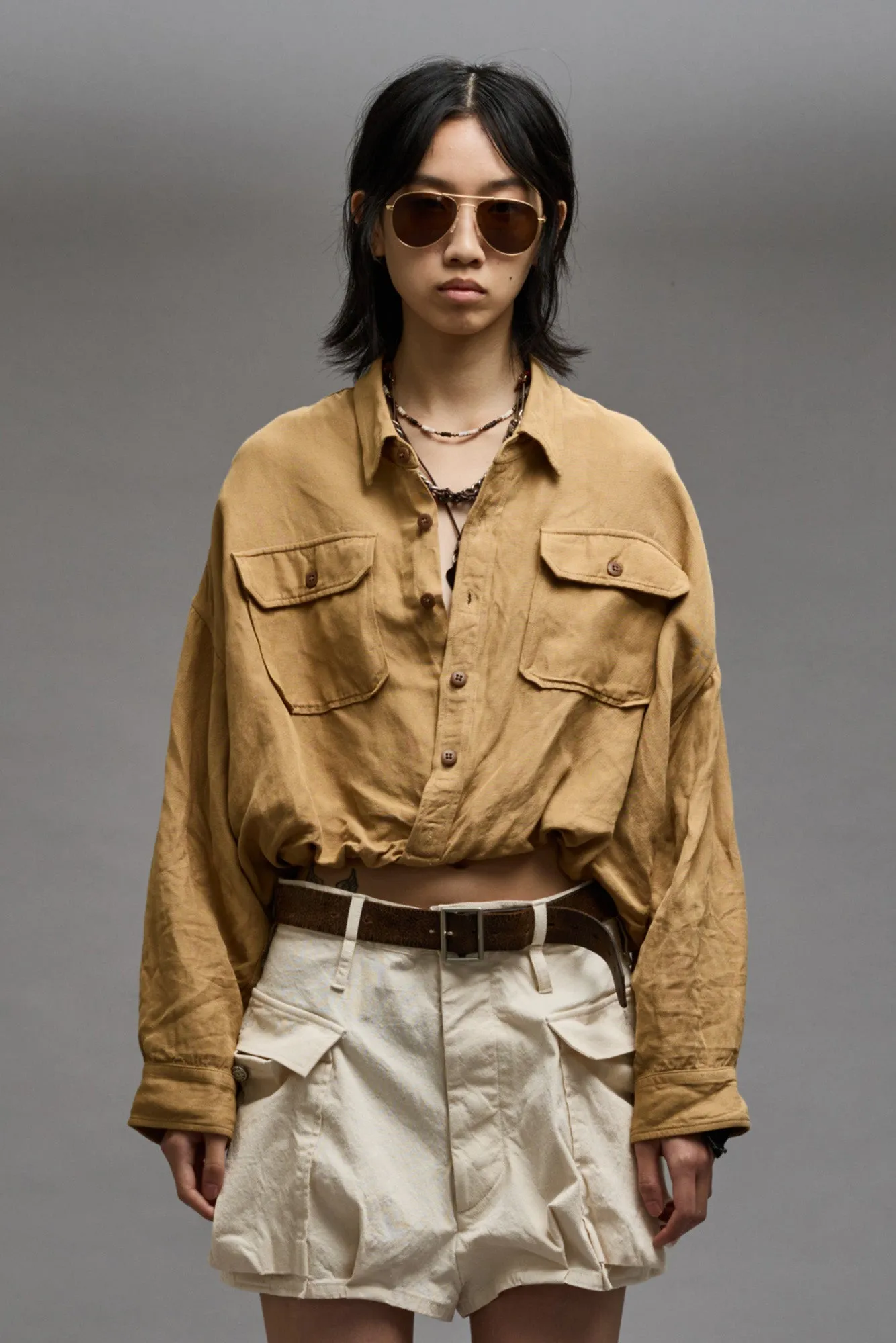 CROSSOVER UTILITY BUBBLE SHIRT - KHAKI sold by R13 product image thumbnail 3
