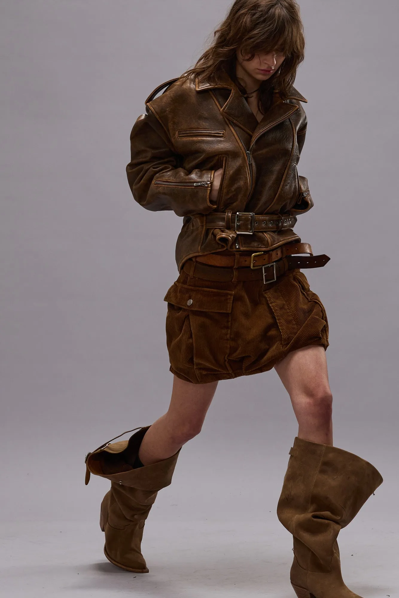 BUBBLE SKORT - BROWN CORDUROY sold by R13 product image thumbnail 5