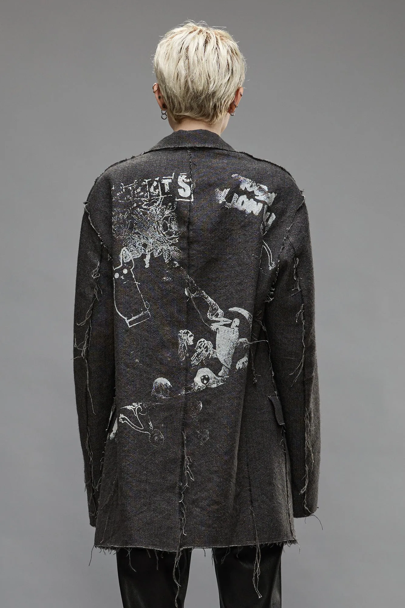 RAW CUT RAGGED BLAZER - DARK GREY sold by R13 product image thumbnail 5