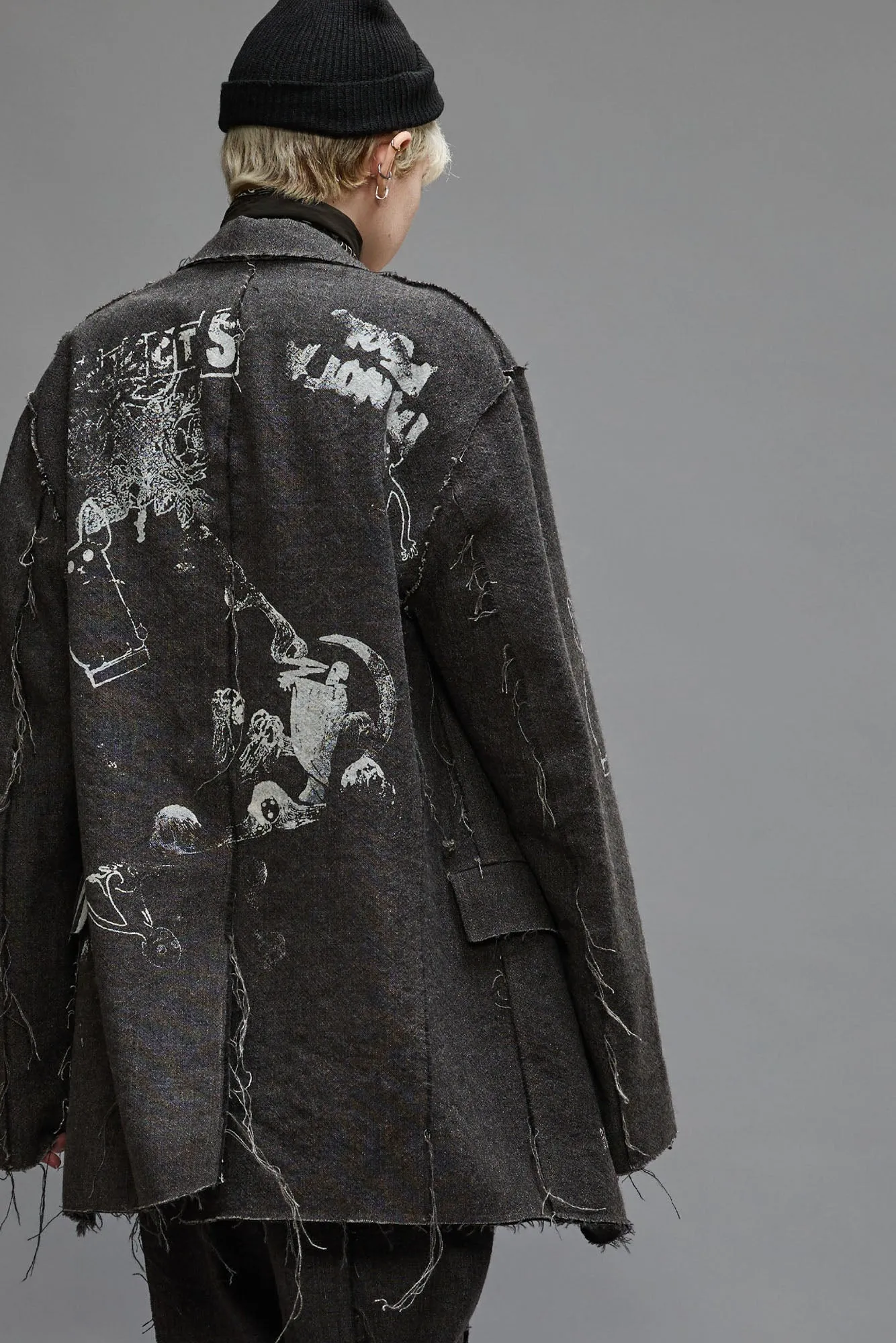 RAW CUT RAGGED BLAZER - DARK GREY sold by R13 product image thumbnail 2