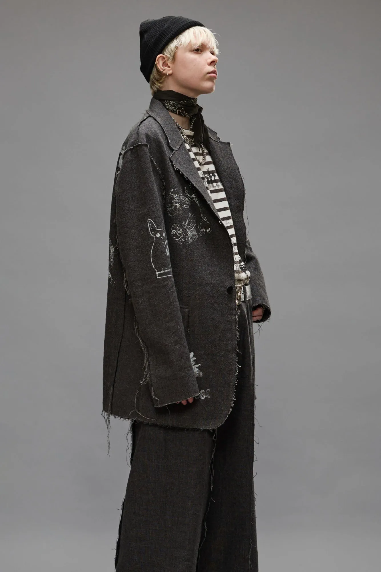 RAW CUT RAGGED BLAZER - DARK GREY sold by R13 product image thumbnail 3