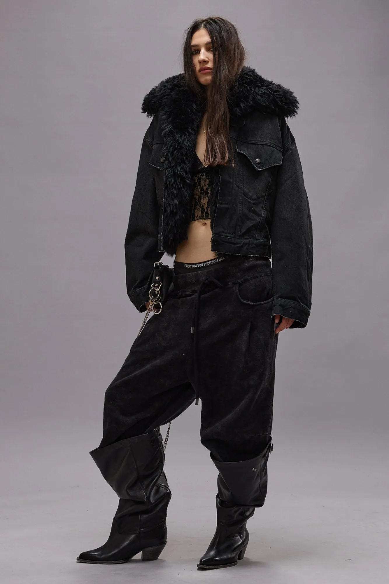 2 IN 1 ELI BOXY TRUCKER JACKET - Bolt Black sold by R13 product image thumbnail 2