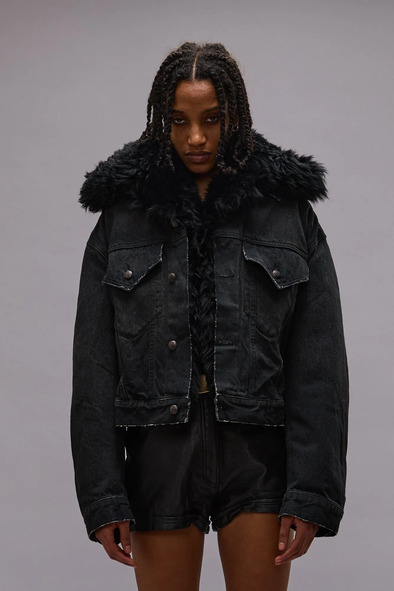 2 IN 1 ELI BOXY TRUCKER JACKET - Bolt Black sold by R13 product image thumbnail 3