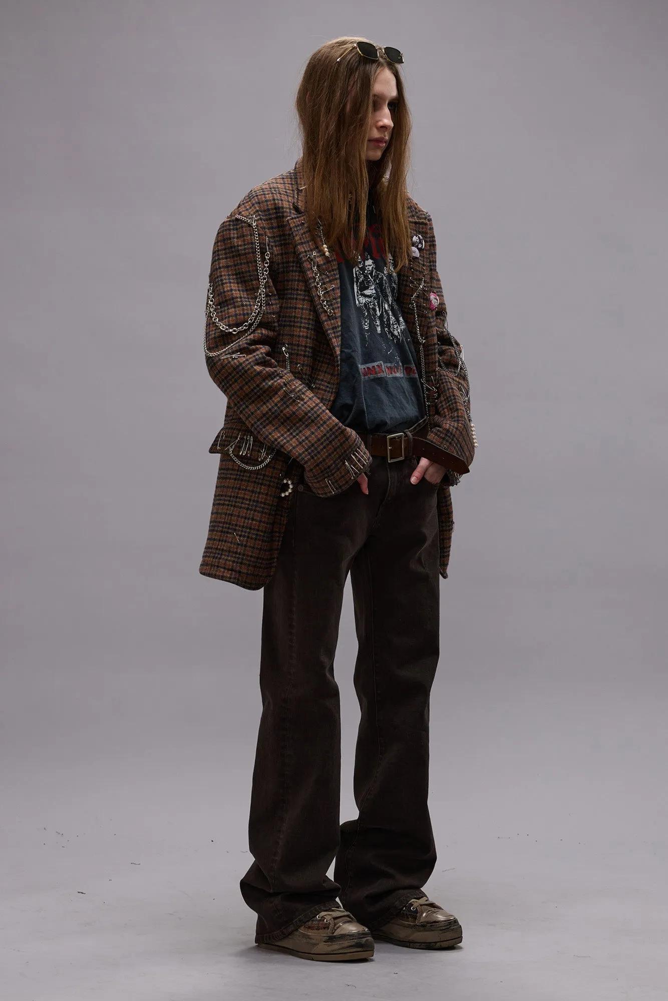 PINCUSHION BLAZER - BROWN PLAID sold by R13 product image thumbnail 2