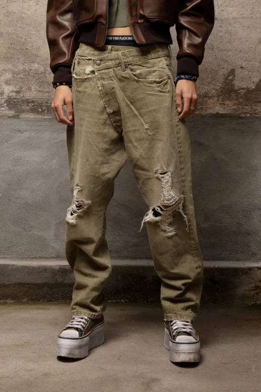 CROSSOVER JEAN - MOSS GREEN sold by R13