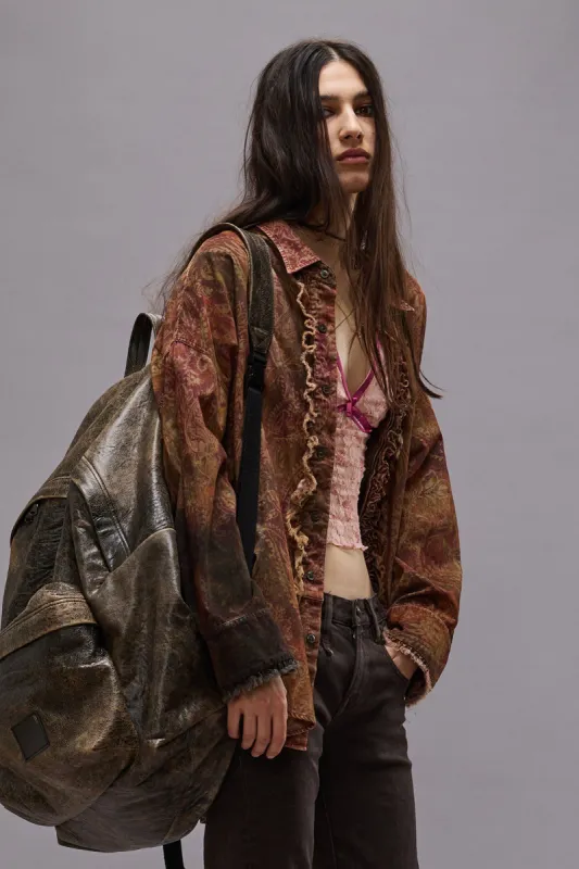 DROP NECK TUXEDO SHIRT - PAISLEY PRINT sold by R13