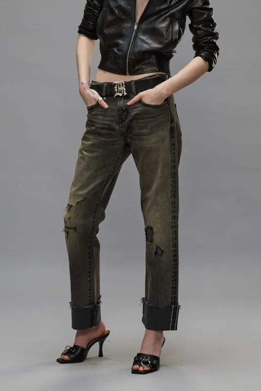 CUFFED ROMEO JEAN - HAYNE SELVEDGE BLACK sold by R13