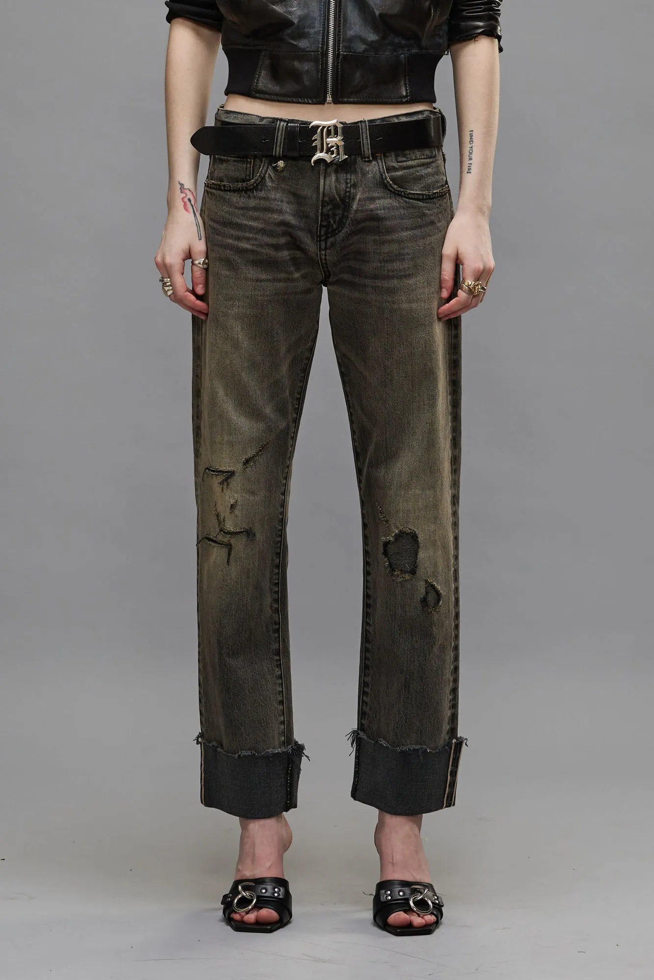 CUFFED ROMEO JEAN - HAYNE SELVEDGE BLACK sold by R13 product image thumbnail 3