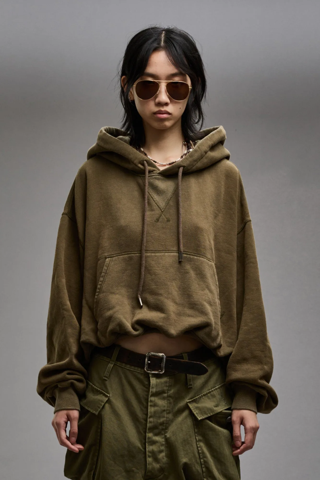 BALLOON POPOVER HOODIE - DARK OLIVE sold by R13 product image thumbnail 3