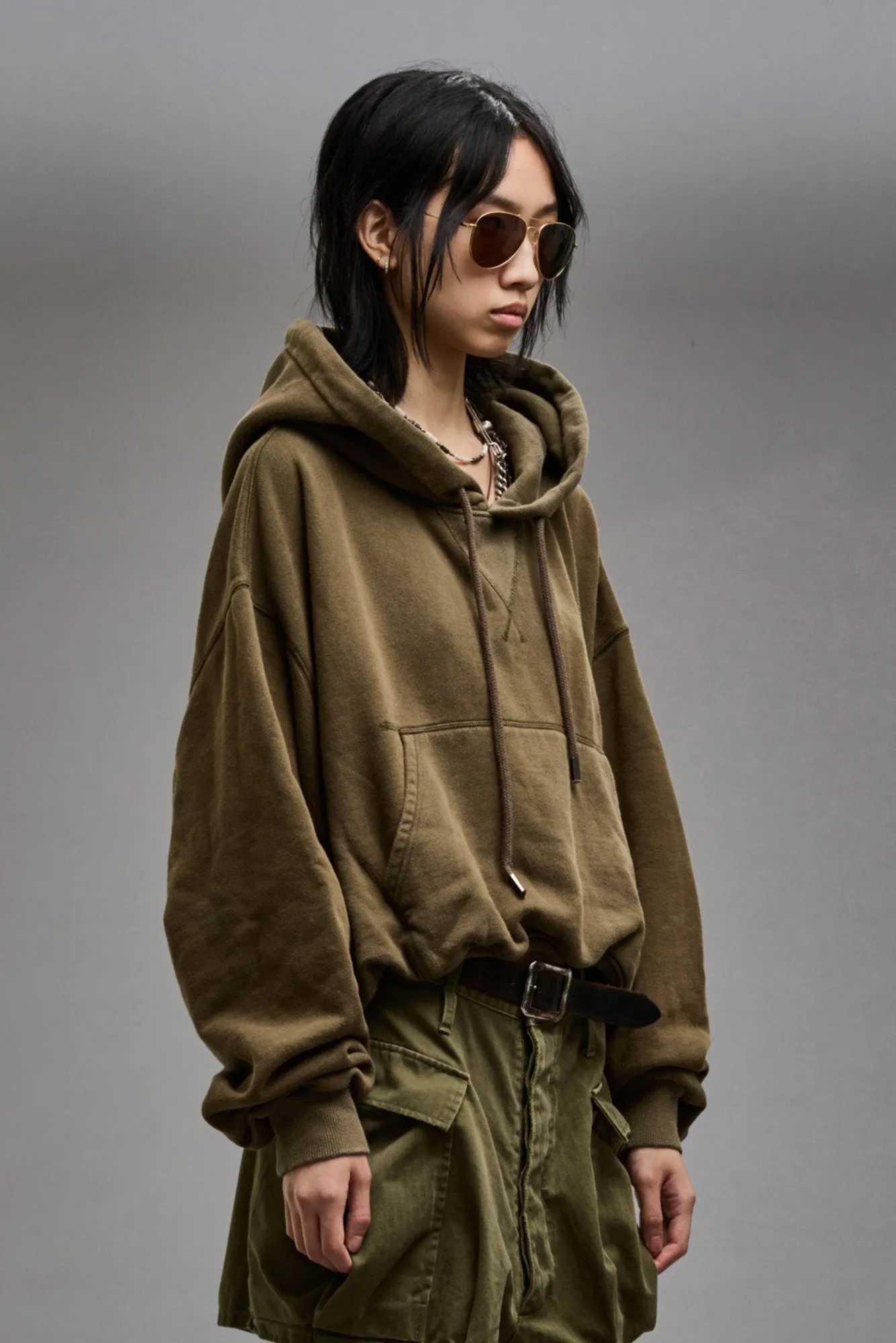 BALLOON POPOVER HOODIE - DARK OLIVE sold by R13 product image thumbnail 4