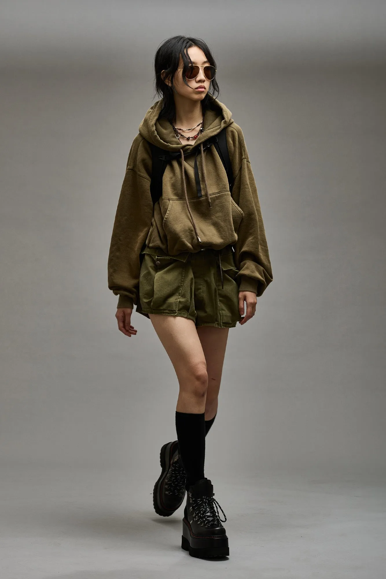 BALLOON POPOVER HOODIE - DARK OLIVE sold by R13 product image thumbnail 2