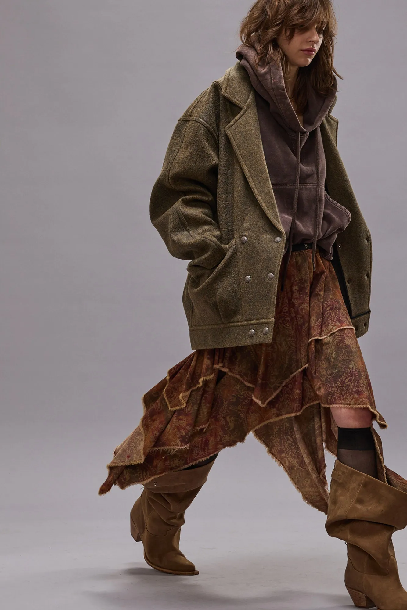 BALLOON POPOVER HOODIE - BROWN sold by R13 product image thumbnail 2