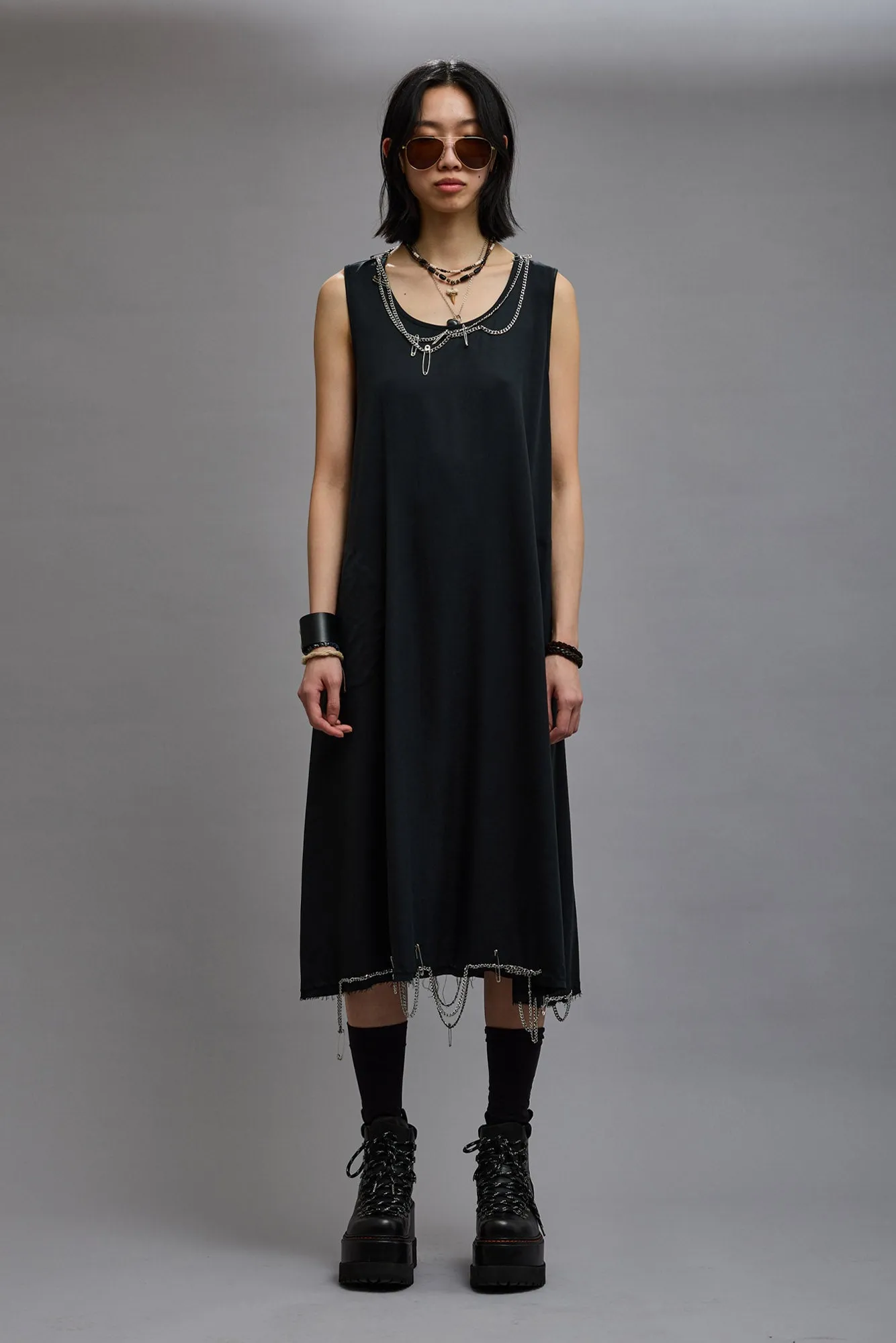 CHAIN EMBELLISHED MIDI - BLACK sold by R13 product image thumbnail 2