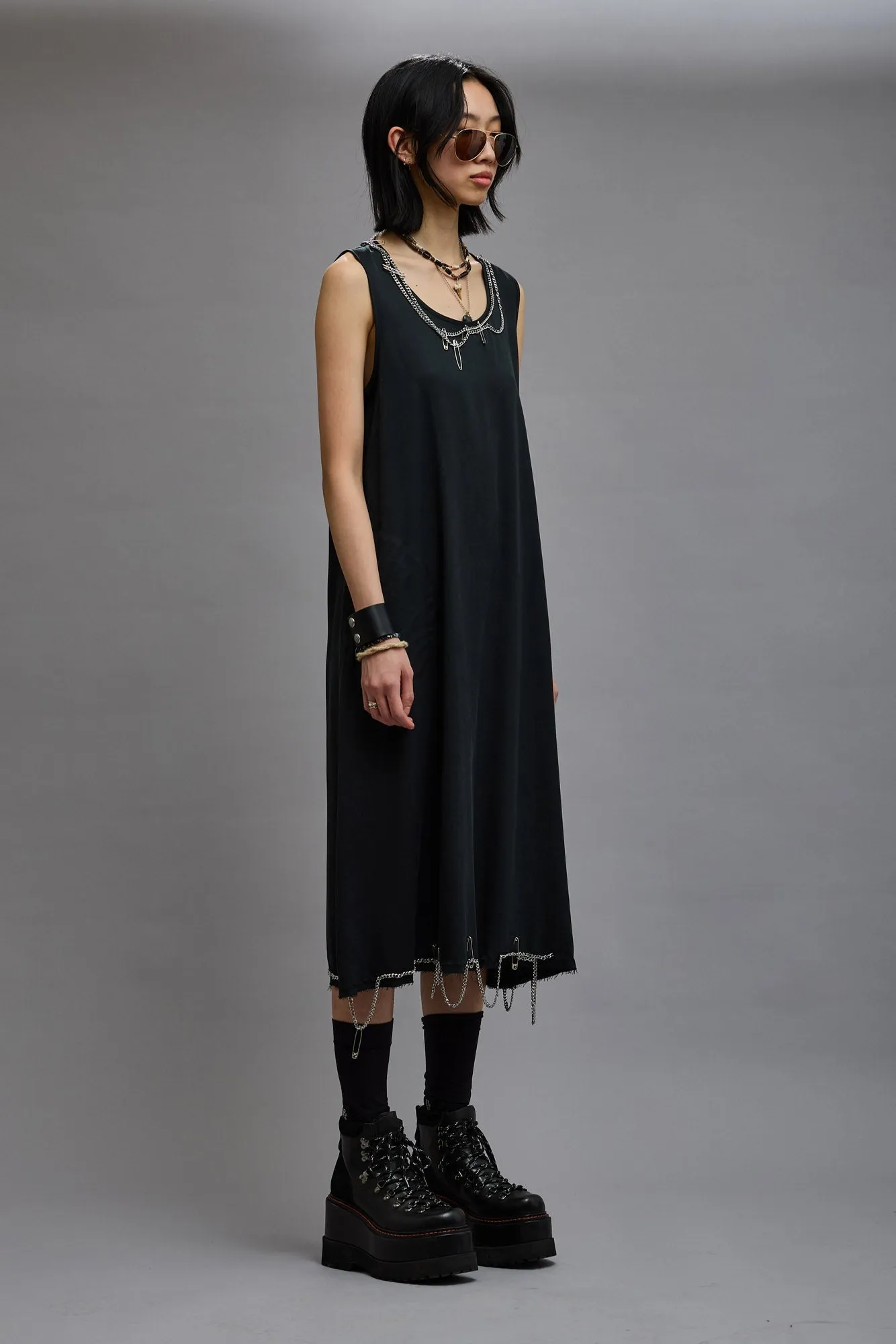 CHAIN EMBELLISHED MIDI - BLACK sold by R13 product image thumbnail 3