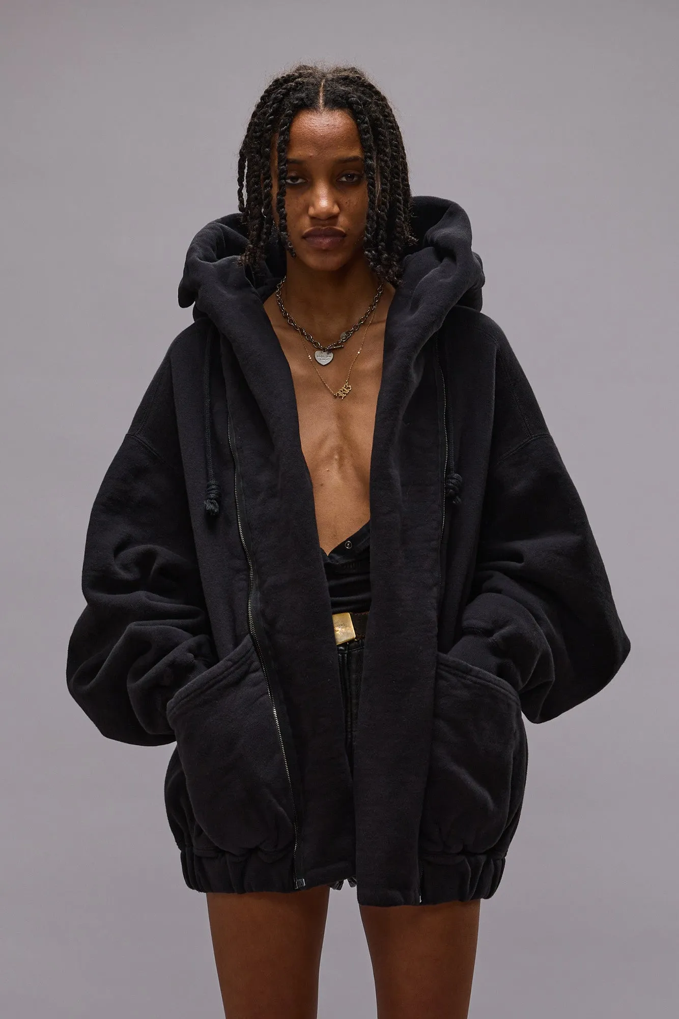 LILLIAN OVERSIZED SWEAT PARKA - BLACK FLEECE sold by R13 product image thumbnail 3