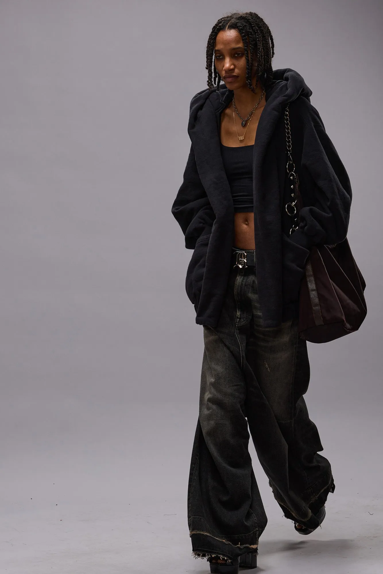 LILLIAN OVERSIZED SWEAT PARKA - BLACK FLEECE sold by R13 product image thumbnail 2