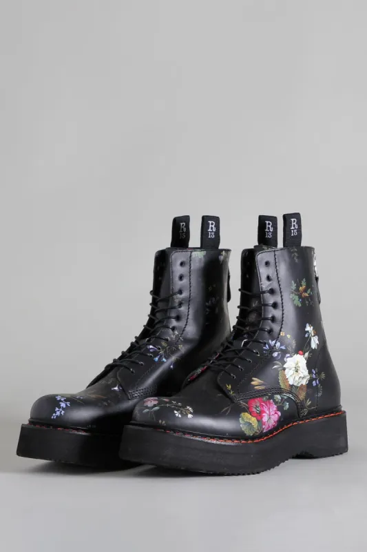 SINGLE STACK BOOT - BLACK FLORAL sold by R13