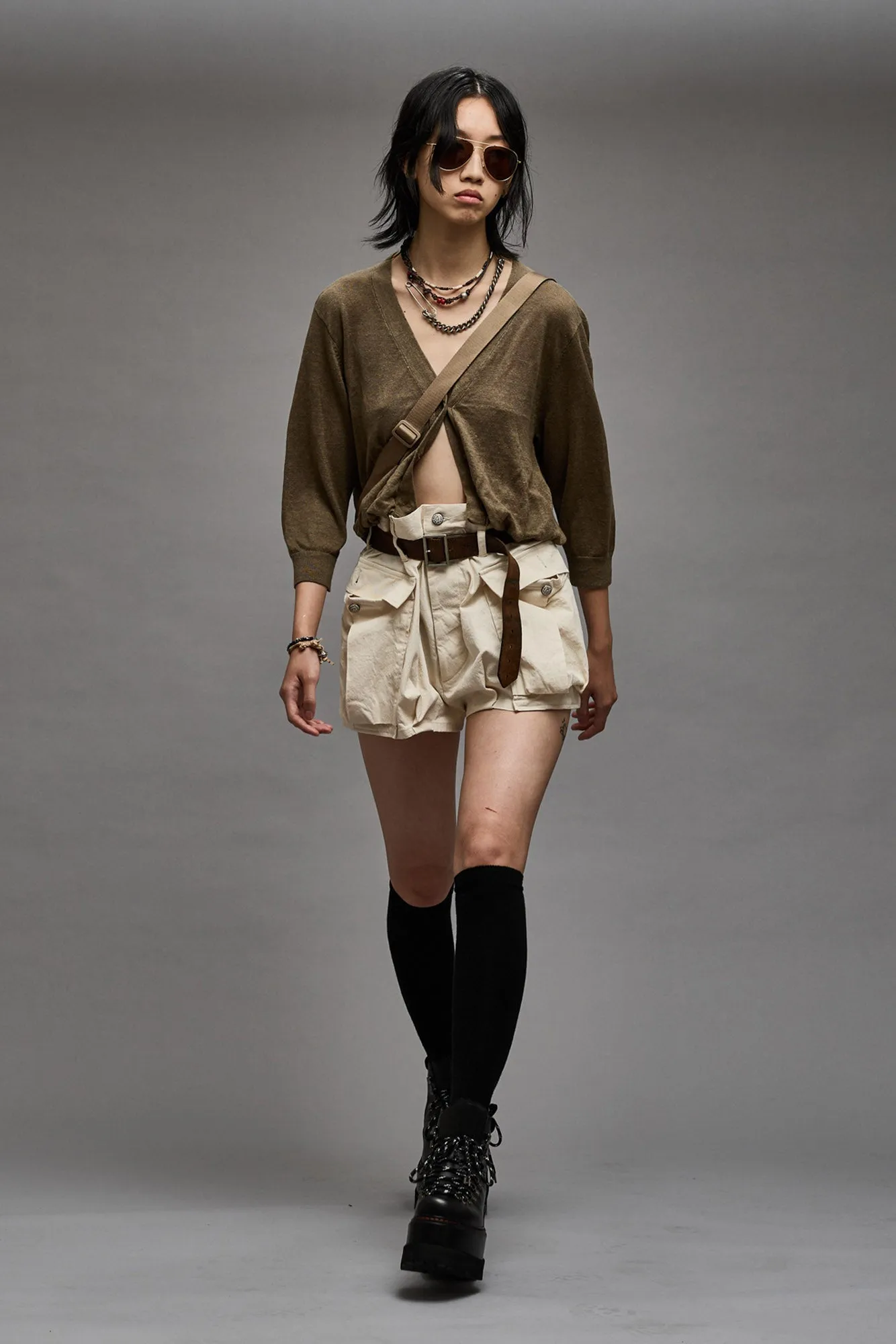 BALLOON CARDIGAN - OLIVE sold by R13 product image thumbnail 2