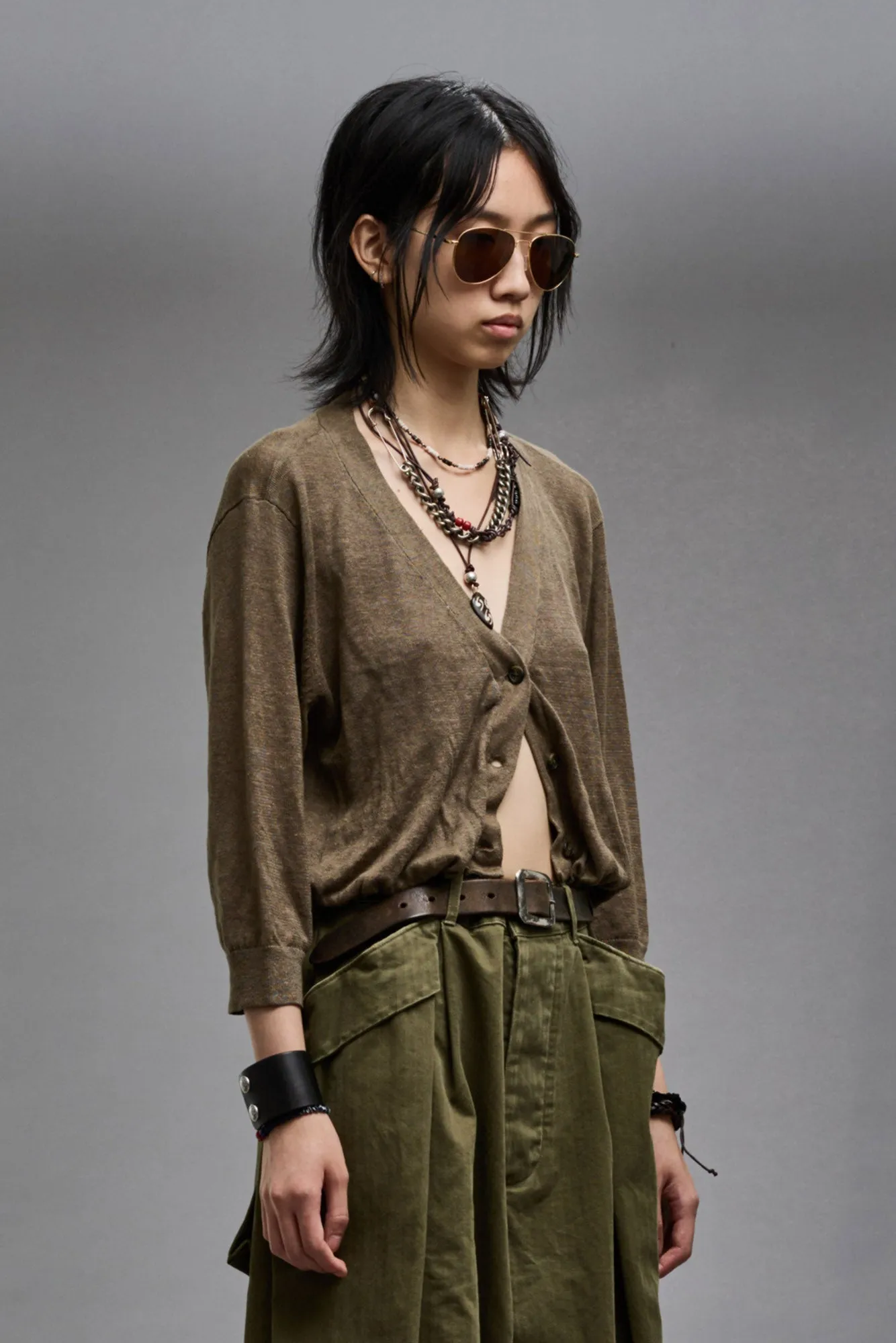 BALLOON CARDIGAN - OLIVE sold by R13 product image thumbnail 4