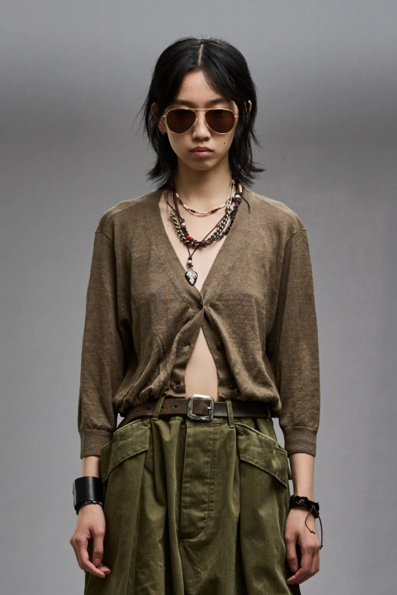 BALLOON CARDIGAN - OLIVE sold by R13 product image thumbnail 3