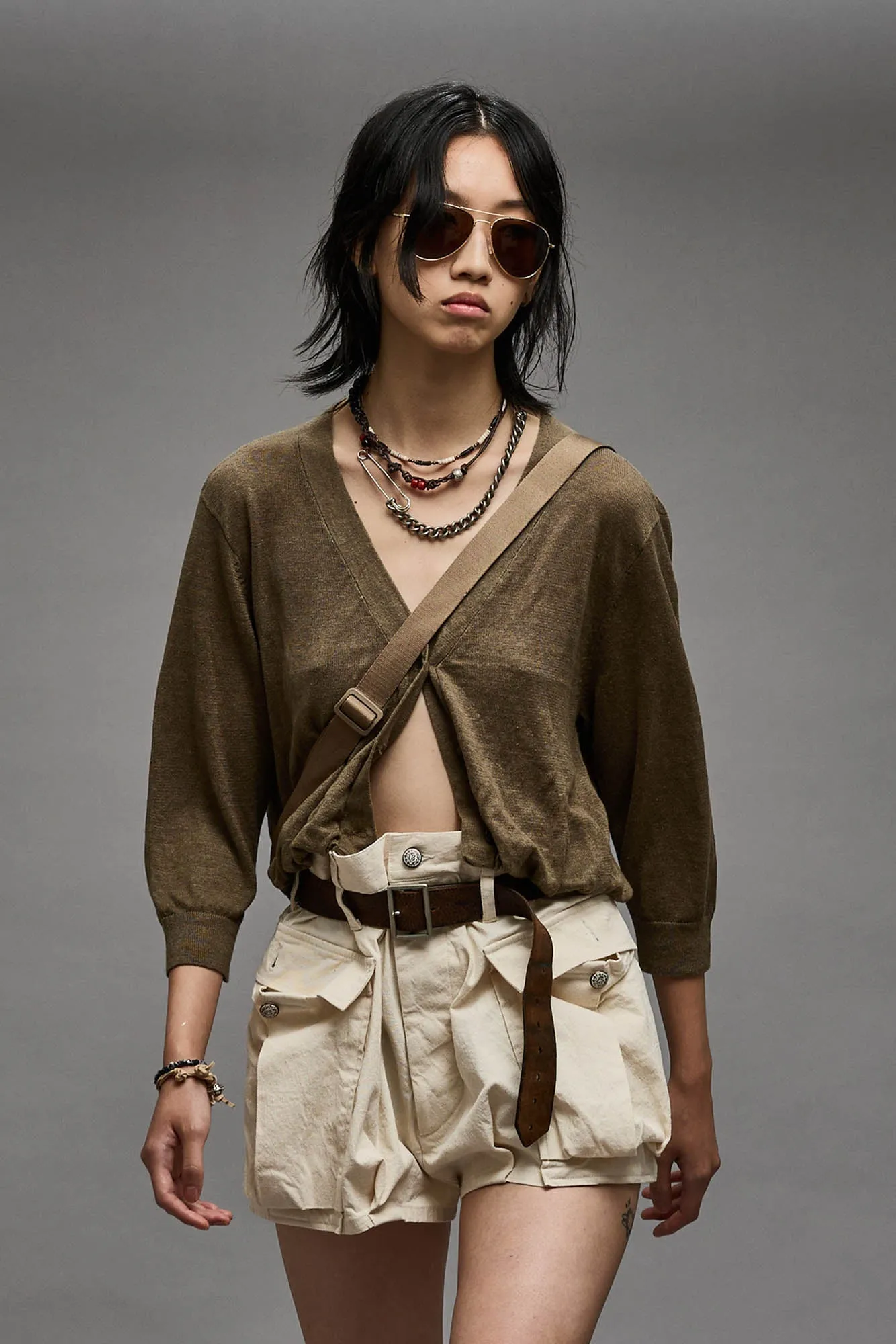 BALLOON CARDIGAN - OLIVE sold by R13