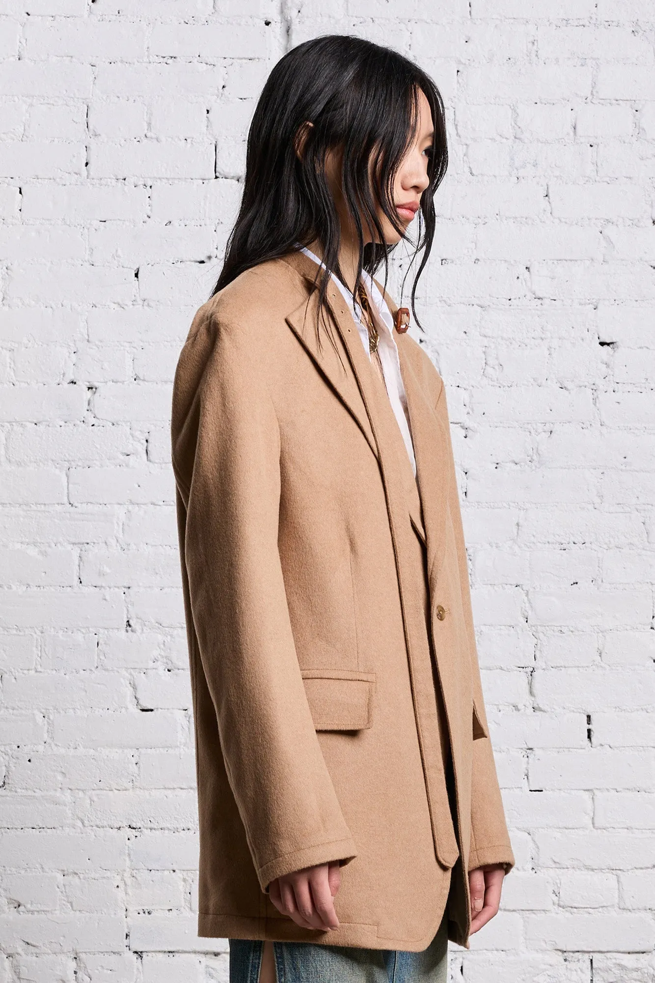 BELT COLLAR RAGGED BLAZER - CAMEL sold by R13 product image thumbnail 4