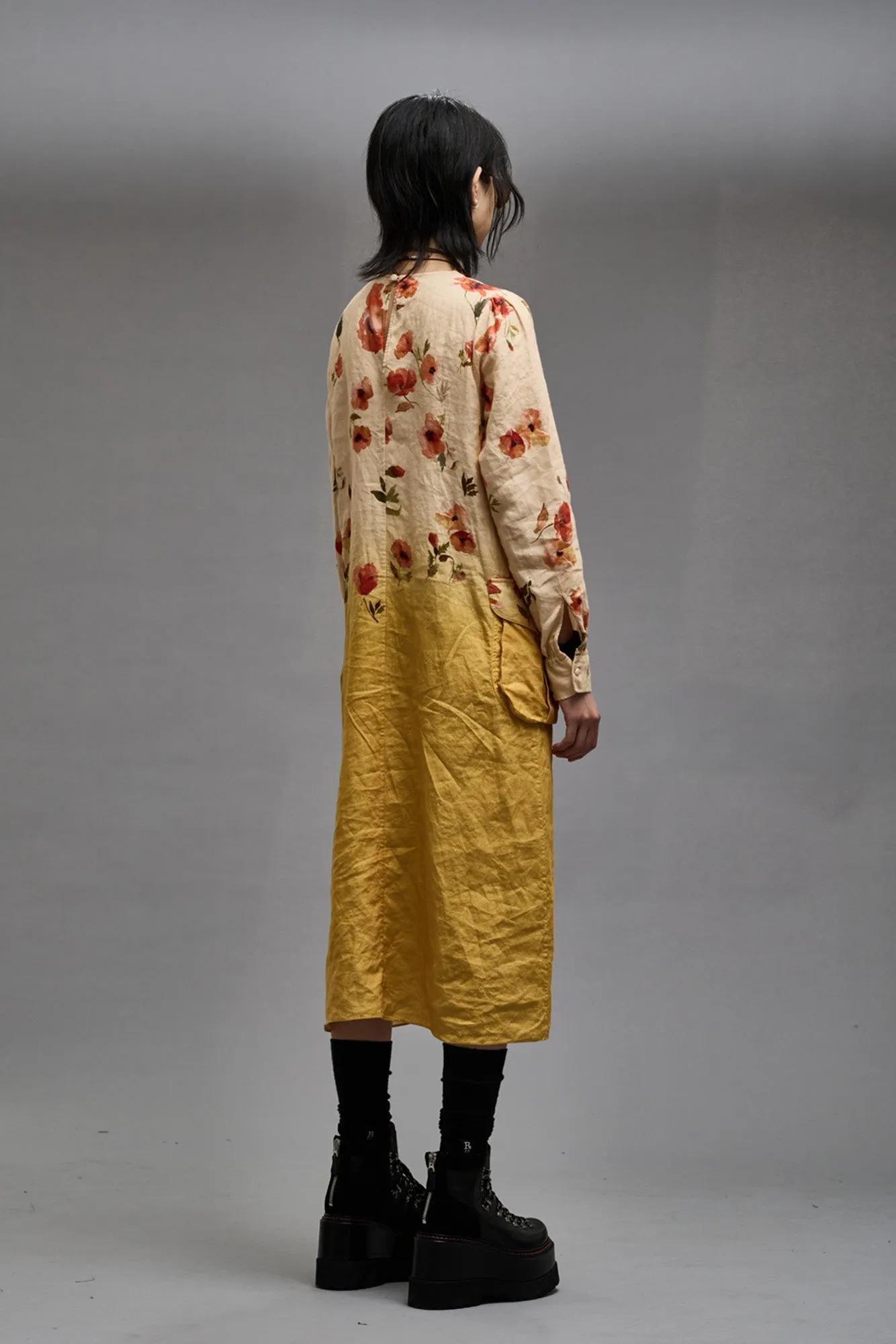 BELLOW POCKET DRESS - YELLOW POPPY PRINT sold by R13 product image thumbnail 4