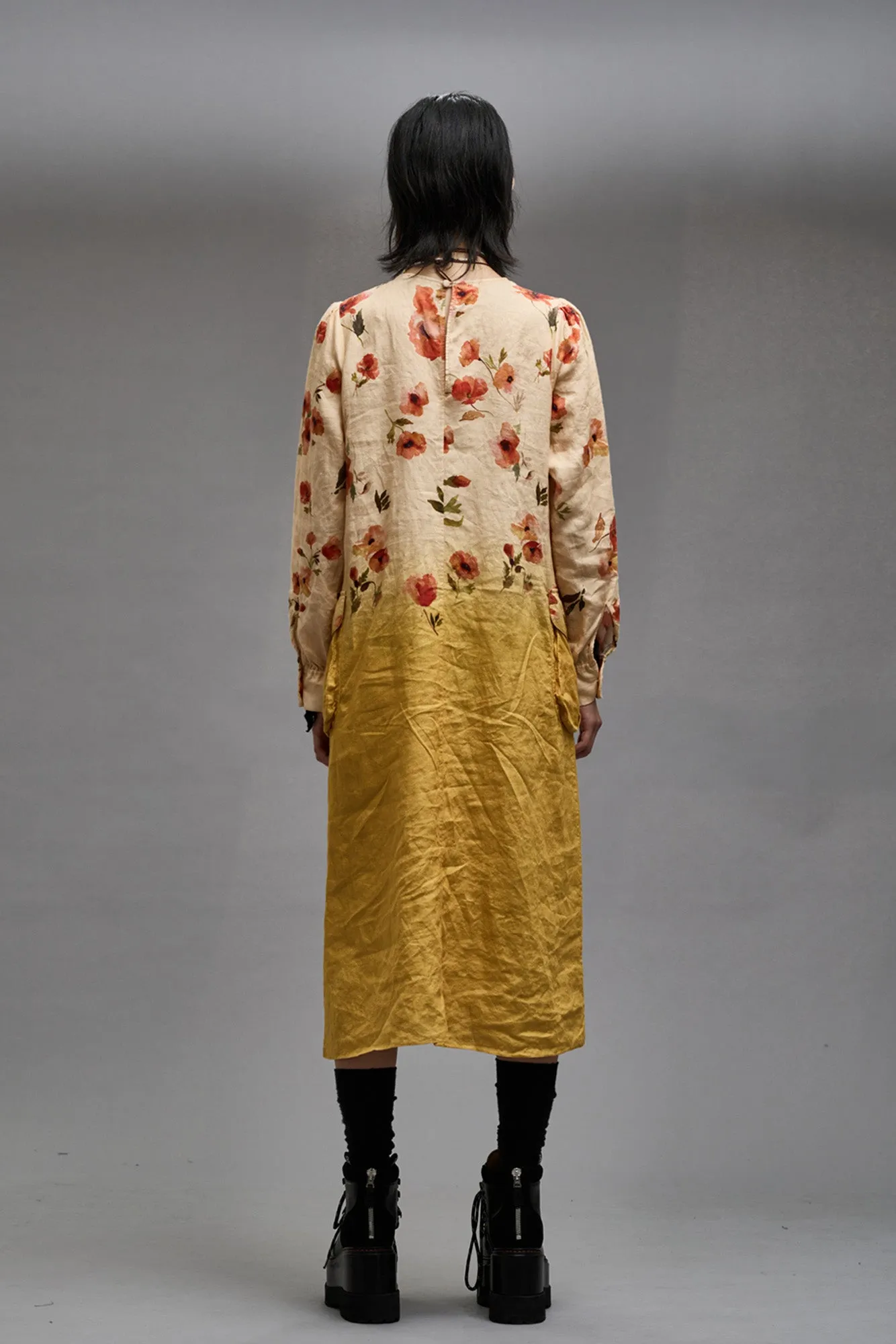 BELLOW POCKET DRESS - YELLOW POPPY PRINT sold by R13 product image thumbnail 5