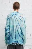 DISTRESSED OVERSIZED PULLOVER - BLUE TIE-DYE sold by R13