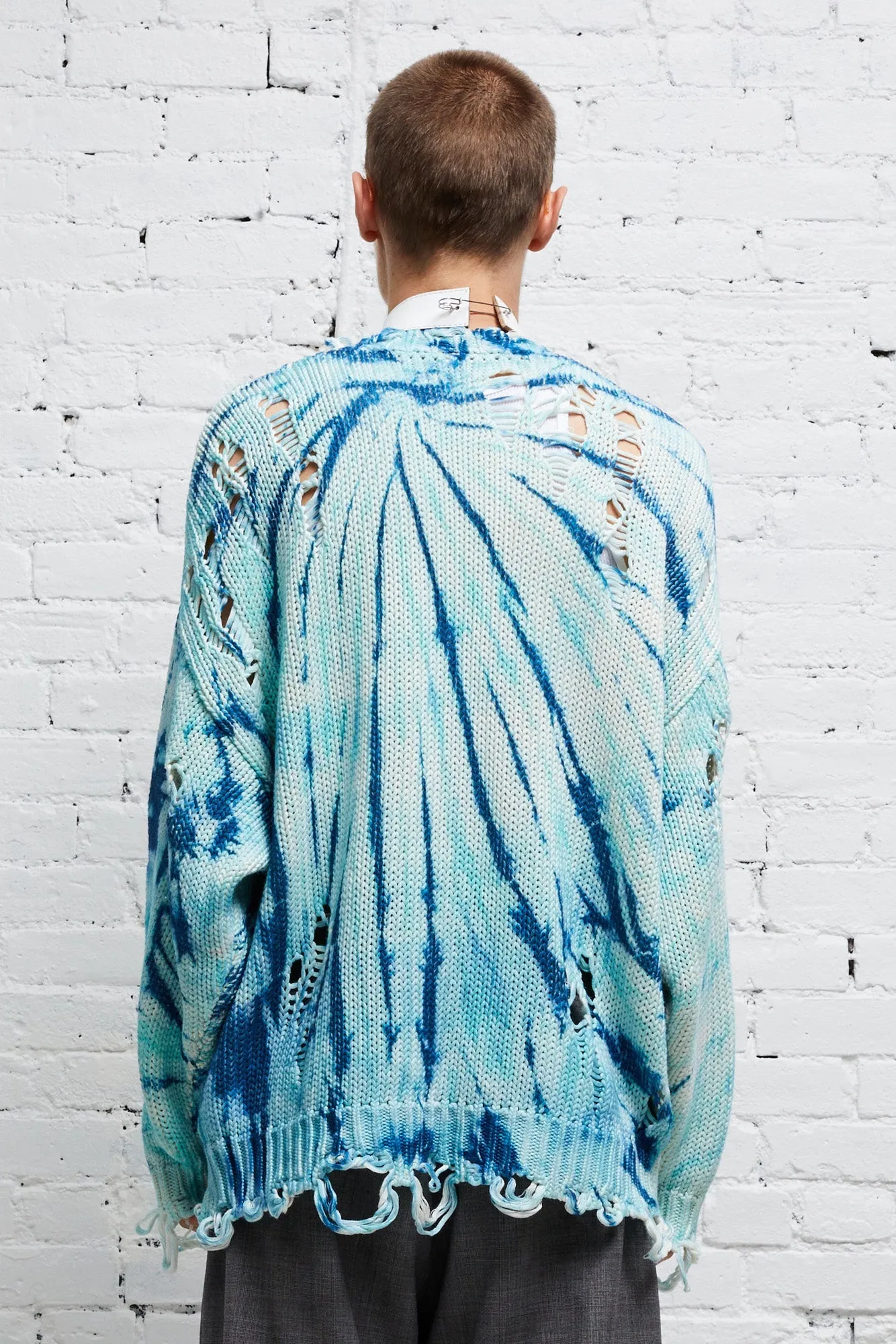 DISTRESSED OVERSIZED PULLOVER - BLUE TIE-DYE sold by R13 product image thumbnail 2