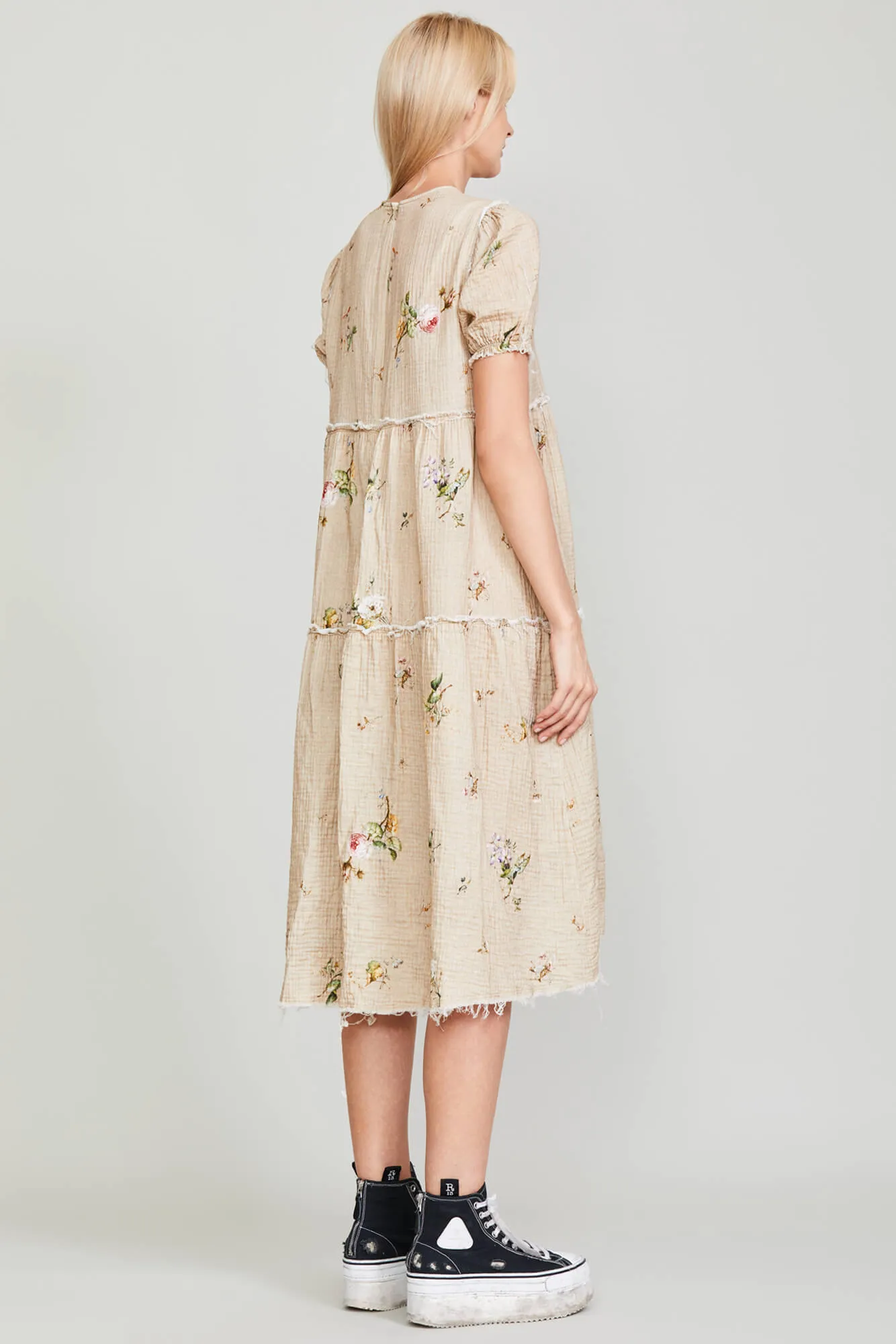 SHREDDED RELAXED MIDI - FLORAL ON KHAKI sold by R13 product image thumbnail 3