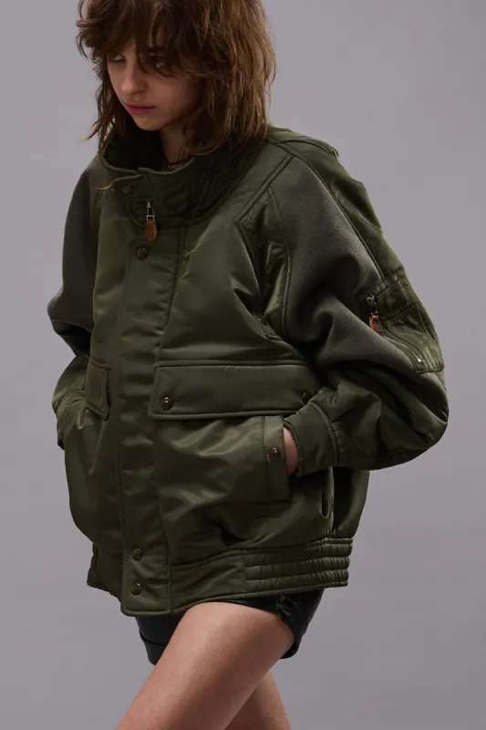 RIBBED FLIGHT BOMBER - OLIVE sold by R13