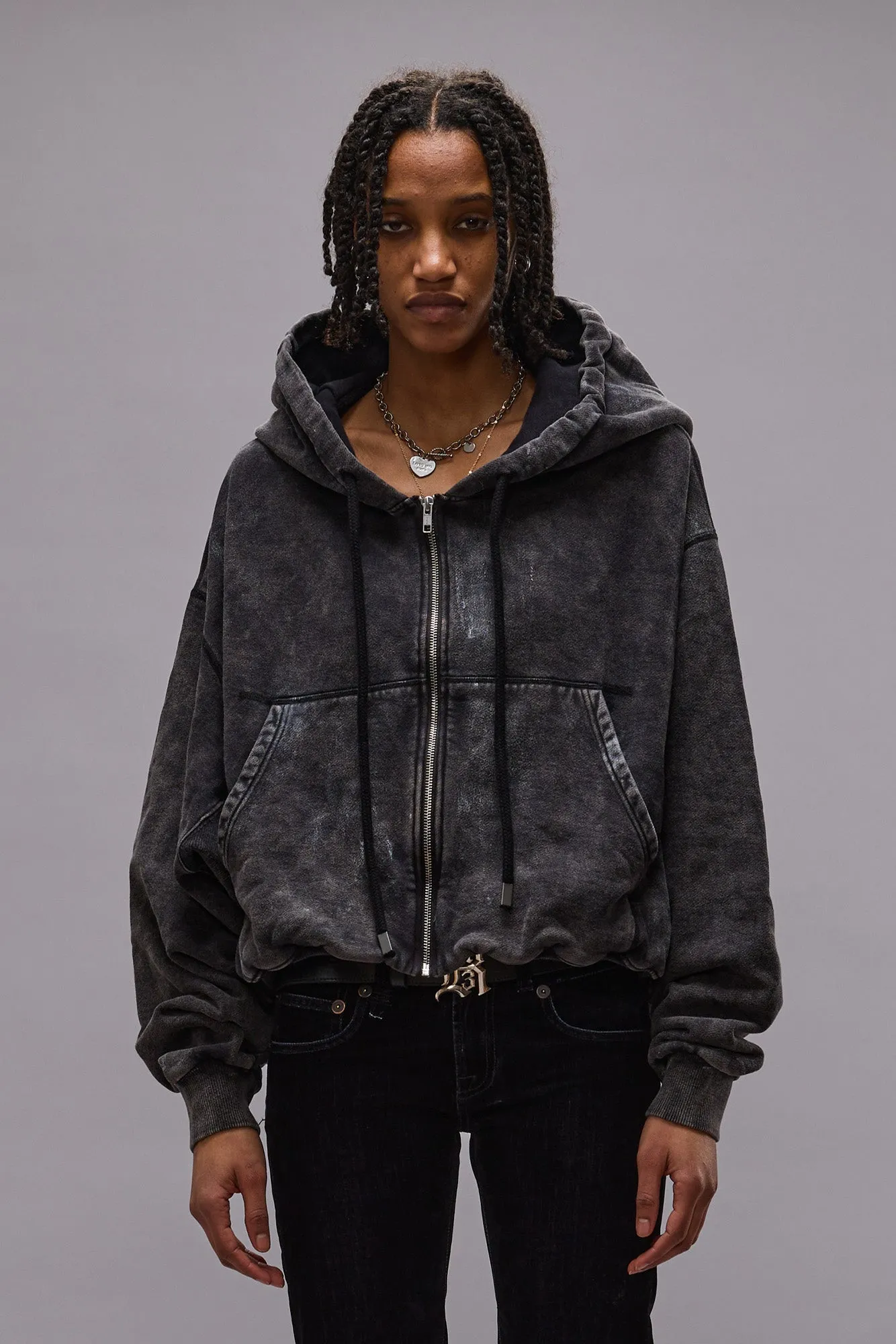 Balloon Zip-Up Hoodie - Washed Black sold by R13 product image thumbnail 2