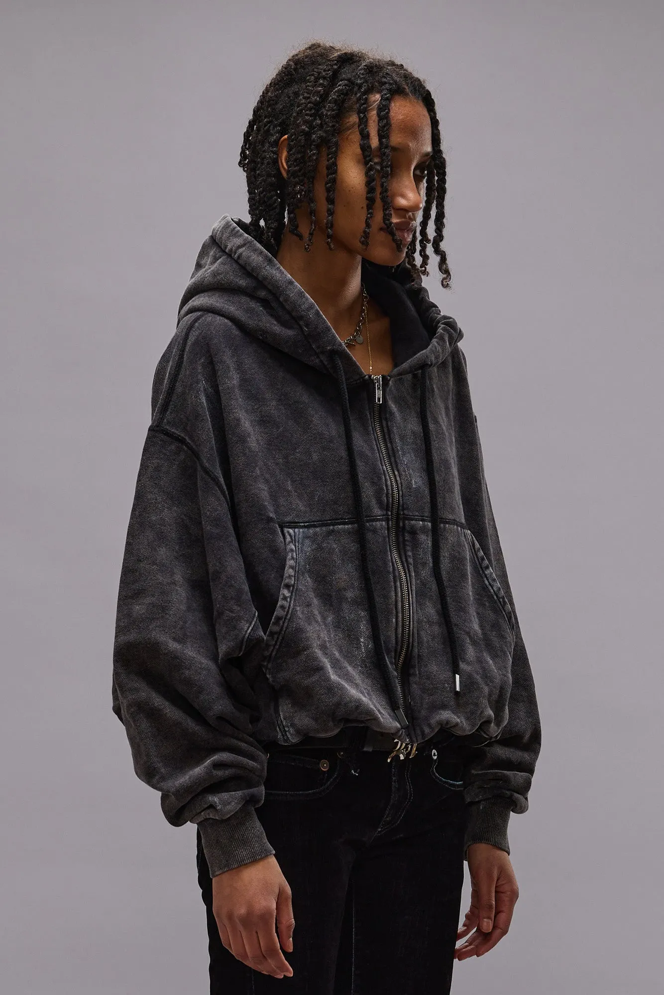 Balloon Zip-Up Hoodie - Washed Black sold by R13 product image thumbnail 3