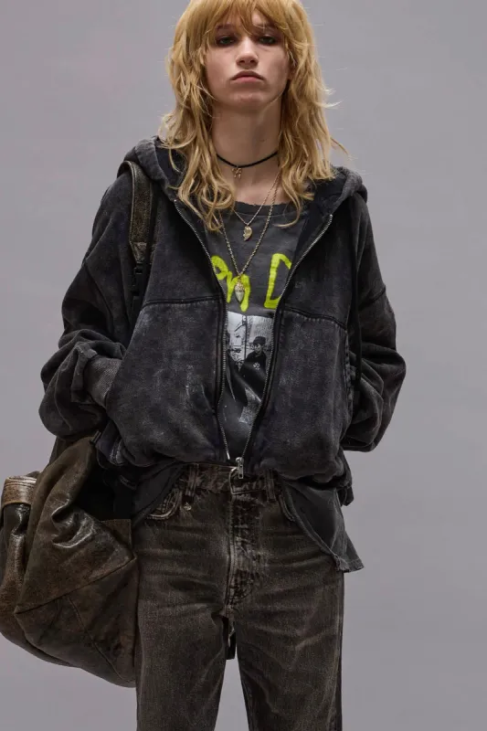 BALLOON ZIP-UP HOODIE - WASHED BLACK sold by R13