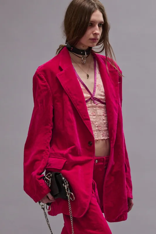 OVERSIZED RAGGED BLAZER - RASPBERRY VELVET sold by R13